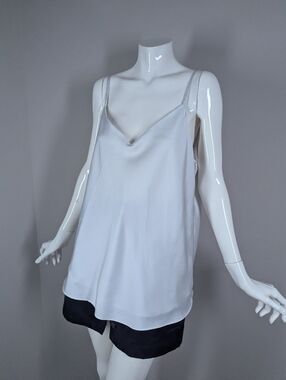 Calvin Klein white cami blouse minimalist drape sleeveless top size L